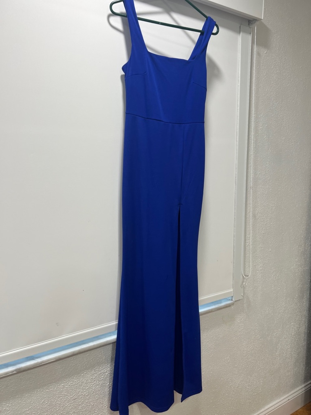 SHEIN Cobalt Blue Square Neck Maxi Dress with Front Slit
